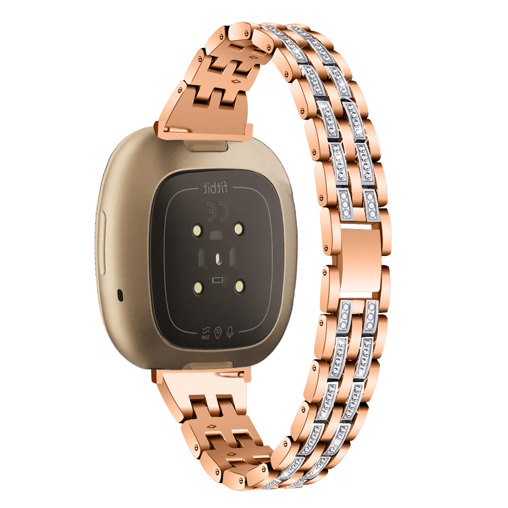 For Fitbit Versa 4 Sense 2 Zinc Alloy 2 Row Rhinestone Decor Watch Strap Replacement Wrist Band For Fitbit Versa 4 Sense 2 Zinc Alloy 2 Row Rhinestone Decor Watch Strap Replacement Wrist Band